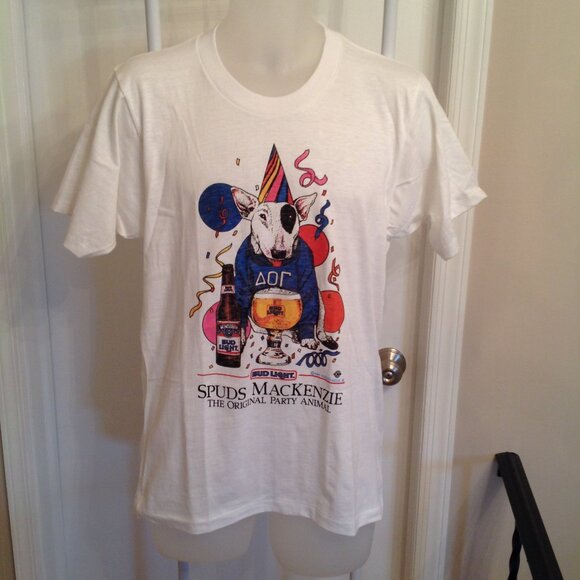 True Vintage 80's Spuds MacKenzie Bud Light T-Shirt L - # 1 - Picture 1 of 9